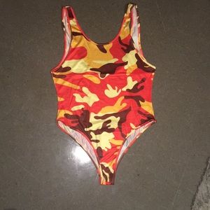 Orange camouflage bodysuit